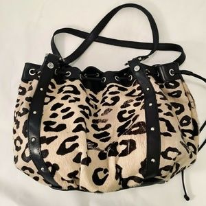 Cristina Made in Italy Leather Calf Leopard Bag